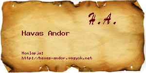 Havas Andor névjegykártya